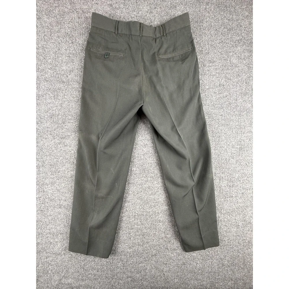 VTG Military Stripe Dress Pants Mens 33x27 Green Black Side Stripe‎ Lined Formal